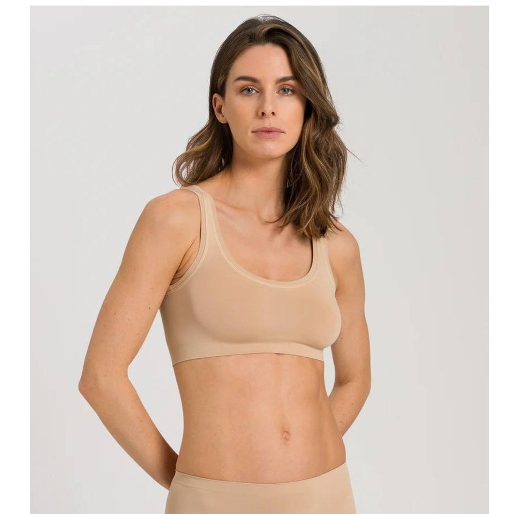 NWT Hanro Touch Feeling Crop Top Bralette Tan Beige Style 1810 Size Medium